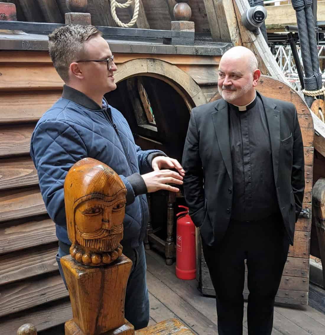 The Dean of Southwark Cathedral enjoys a tour of The Golden Hinde